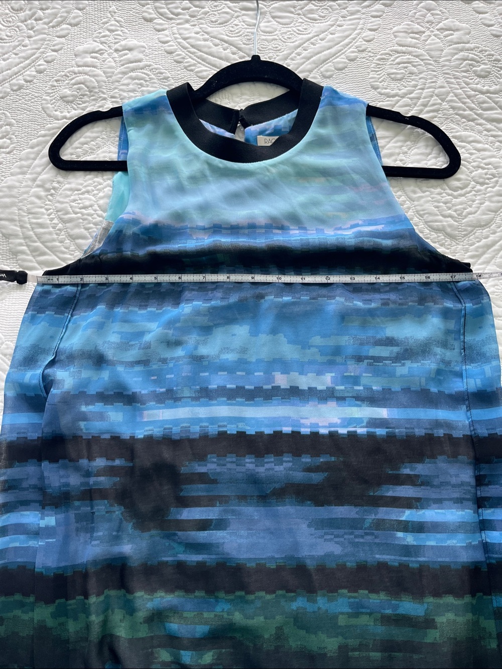 Rachel Sleeveless Blue Striped High-Low Dress - Picture 7 of 7